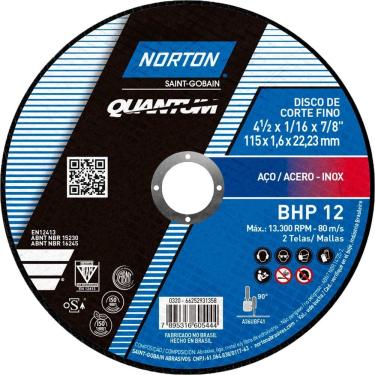 Imagem de Disco De Corte, 115 Mm X 1,6 Mm X 22,23 Mm, Bhp 12 Norton Ostenvonder