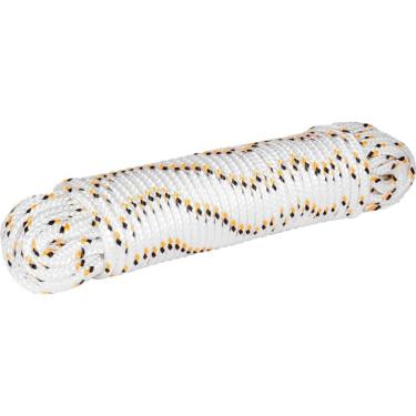 Imagem de Corda Multifilamento Trançada 8,0 Mm X 30 M, Branca Com Detalhes Em Preto E Amarelo, Cartela, Vonder