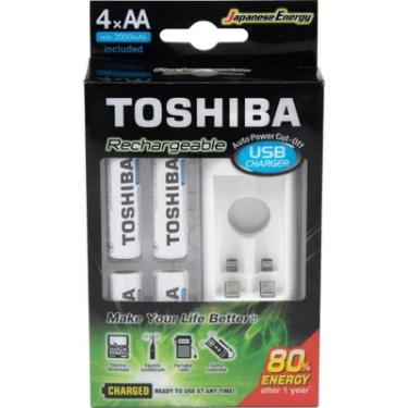 Imagem de Carregador De Pilha USB Toshiba, P/2 Pilhas Aa/aaa, Min.2.000 Mah, C/4 Pilhas