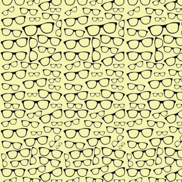 Imagem de Papel De Parede Adesivo Amarelo E Desenhos De Óculos Preto