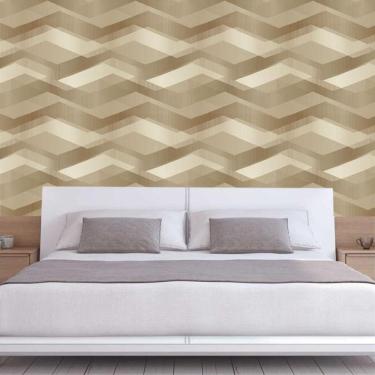 Imagem de Papel De Parede Figuras Horizontais Geométrica Marrom Claro