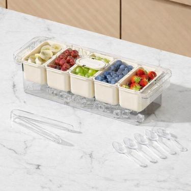 Imagem de Organizador Geladeira Pote Hermético Com 5 Divisões Acrílico