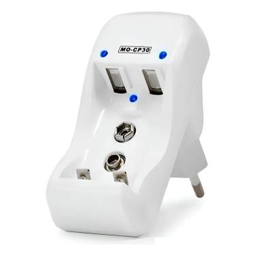 Imagem de Carregador De Pilhas Aa, Aaa E 9v Bivolt Com 3 Leds Indicadores – Compacto E Rápido