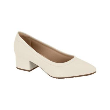 Imagem de Sapato Scarpin Feminino Salto Bloco Baixo Modare Casual, 37, Off white