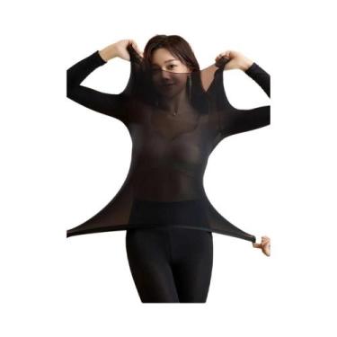 Imagem de Conjunto De Lingerie Térmica Feminina Ultrafina Sem Costura De Manga L