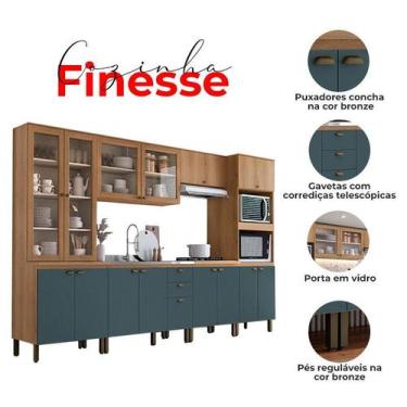 Imagem de Cozinha Modulada Finesse Composição 20 Capuccino Azul - THB - THB Móve