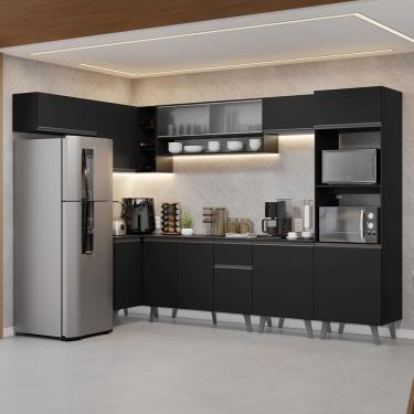 Imagem de Armário De Cozinha Completa De Canto 465 Cm Preto Nice Madesa 04 Preto