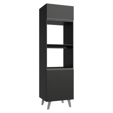 Imagem de Torre Quente 60 Cm 2 Portas 2 Nichos Com Pés Preto Nice Madesa Preto