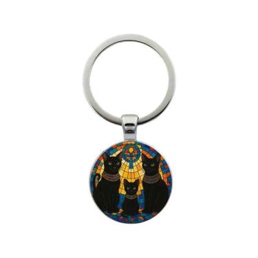 Imagem de Chaveiro, faraó egípcio e gato preto, presente