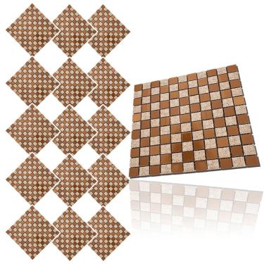 Imagem de Pastilha De Vidro Autocolante Kit 15 Uni Parede Cozinha Box Banheiro Sala Decorativa Facil Aplicacao Requintada Moderna