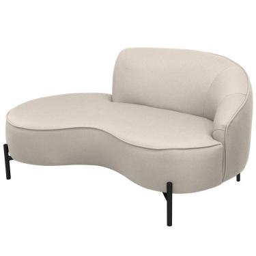 Imagem de Sofá Curvo 2 Lugares 150cm Braço Esq. Thommy Pés Preto Linho Off White - Nexta Casa