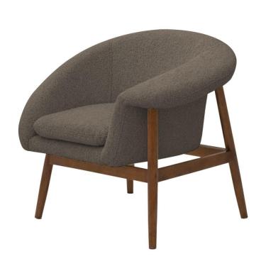 Imagem de Poltrona Decorativa Yumi Base Madeira Braço Esquerdo Bouclé Marrom - Nexta Casa