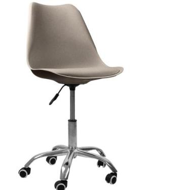 Imagem de Cadeira Office Base Cromada Com Rodízio Giratória Saarinen Bege 1 - Of