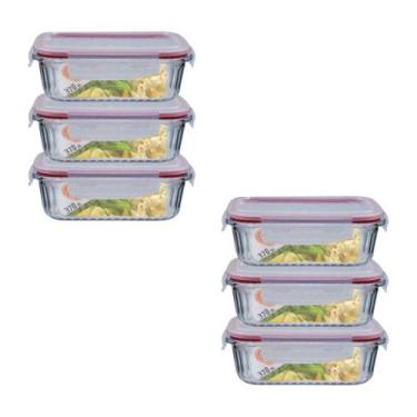 Imagem de Jogo 6 Potes De Vidro Hermético Marmita Canelado 370ml - Belo Vidro