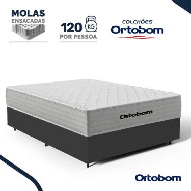 Imagem de Cama Box com Colchão de Molas Ensacadas Ortobom One Face Plenno Casal 138cm