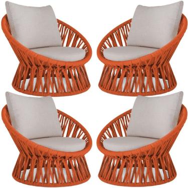 Imagem de Kit 4 Poltronas Área Externa Monza Alumínio Corda Náutica Terracota Trama Original