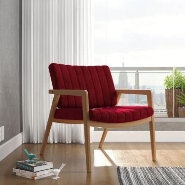 Imagem de Poltrona Decorativa Uxuá Para Sala De Estar Veludo Vermelho Casa Imperial