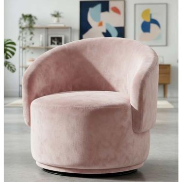 Imagem de Poltrona Decorativa Giratória Jasmine Suede Rosa Doce Sonho Móveis