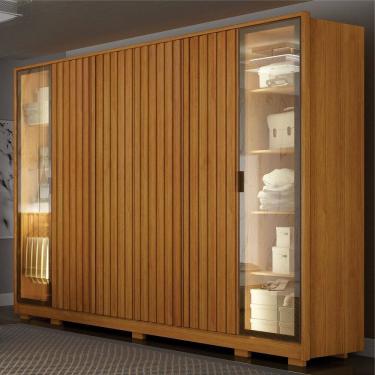 Imagem de Guarda Roupa Casal Ripado 6 Portas de Bater 2 Portas Reflecta 6 Gavetas Like Yescasa Cinamomo