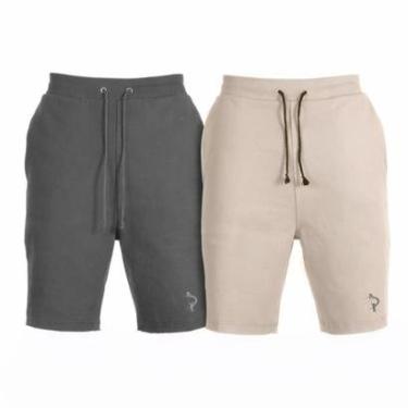 Imagem de Kit 2 Bermuda Plus Size Basica G1 ao G5 Algodão Poliester Bolso Lateral e Traseiro Cordão Ajustavel-Masculino