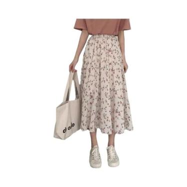 Imagem de Saia Longa Feminina Floral Fina E Elegante Super Fresca Para Loja De D