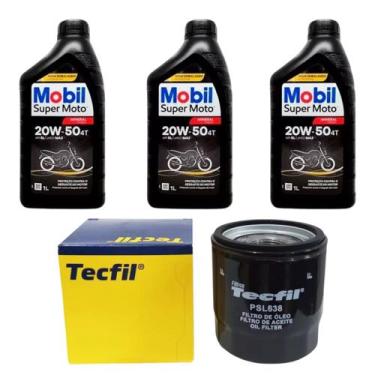 Imagem de Kit Troca 3 Óleos Moto Mobil 20w 50 + Filtro Oleo Shadow 600