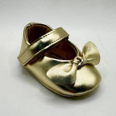 Imagem de Sapatilha Bebe Sapato Boneca Dourado Laço Velcro Confort-Feminino