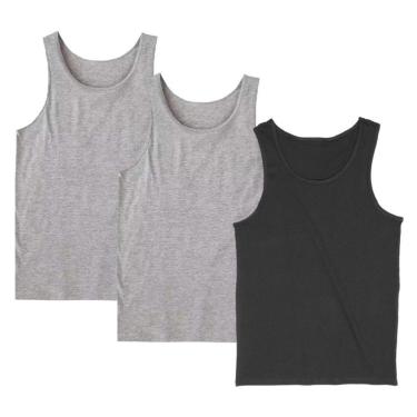 Imagem de Kit 3 Regata Masculina Camiseta Lisa Básica Algodão Regatas-Masculino