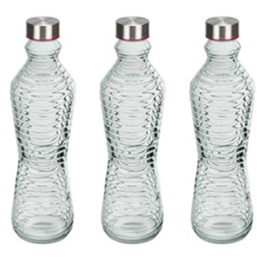 Imagem de KIT 3 GARRAFA SUCO ÁGUA LEITE HOME&CO VIDRO COM TAMPA 1 LITREO 31x9x9cm TRANSPARENTE