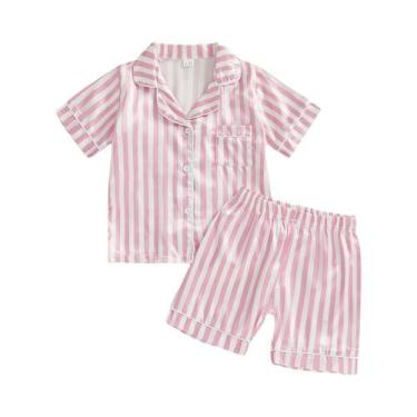 Imagem de Conjunto De Pijama De Verão Para Bebês, Meninos E Meninas, Camisa List