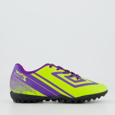 Imagem de Chuteira Umbro Kick Society Juvenil Verde e Roxa, 35