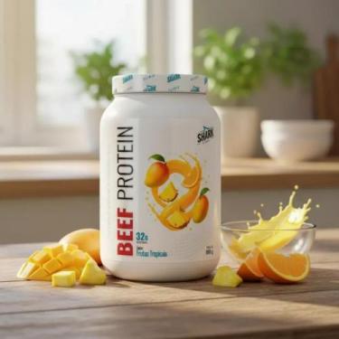 Imagem de Whey Beef Protein Zero Lactose 900g Shark Pro Frutas Tropicais