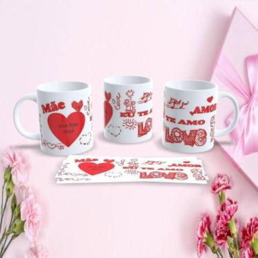 Imagem de Caneca de Porcelana 325ML Mães Estampa 85 Decorada Dia das Mães Branco