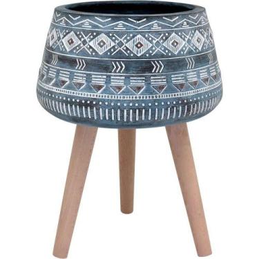 Imagem de Cachepô Resina 52x40x40cm Cinza Vaso Decorativo Enfeite Casa Planta - 