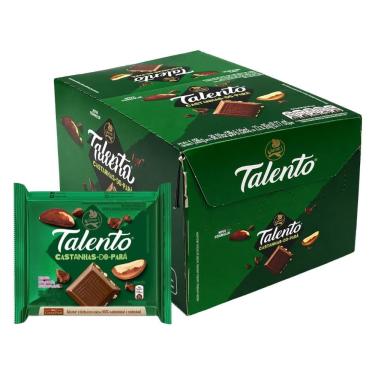 Imagem de Caixa 12 Tablete Chocolate Talento Ao Leite Com Castanha do Pará 85g Garoto Nestlé