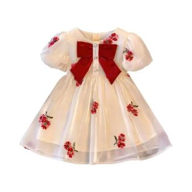 Imagem de Vestido De Menina Com Manga Bufante E Laço, Estilo Princesa Casual, Te