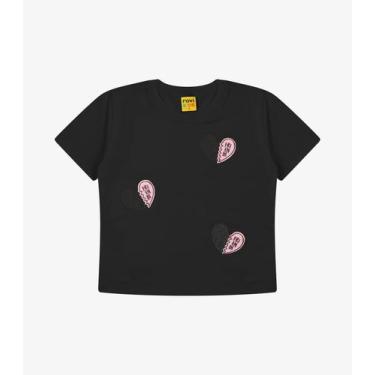 Imagem de T-Shirt Feminina Meia Malha Rovi Kids Preto, 16, Preto