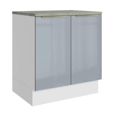 Imagem de Balcão De Cozinha 70 Cm 2 Portas Branco/cinza Lux Madesa Branco/cinza