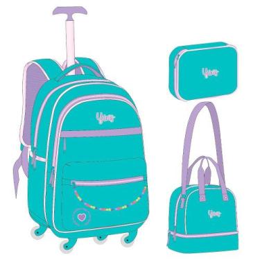 Imagem de Kit Mochila de Rodas Yins com Lancheira e Estojo Escolar - Detalhes So