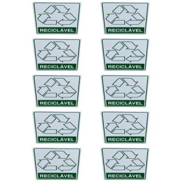 Imagem de KIT COMBO 10 Placa adesiva Sinalização lixo reciclavel 15x20 cm adesiv
