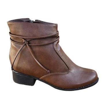 Imagem de Bota feminino cano curto com ziper alexia fernanda - de21, Cafe, 35
