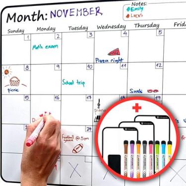 Imagem de Calendário mensal magnético HMMagnets com conjunto de 3 quadros branco