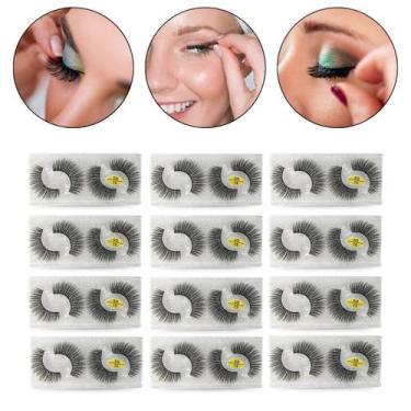 Imagem de Kit 24 Pares Cílios Postiços 5D Efeito Natural Volumoso 10mm Maquiagem