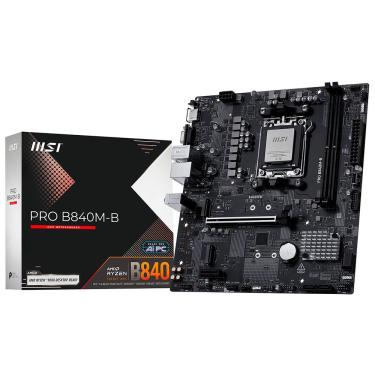 Imagem de Placa Mãe MSI Pro B840M-B com Socket AM5 e DDR5 para Gaming e Workstation Preto 24.4CM