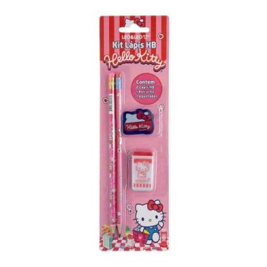 Imagem de Kit Lápis Hb Hello Kitty 2 Lapis/Apontador/Borracha Leonora - 71622