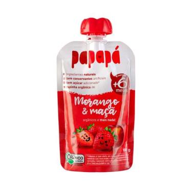 Imagem de Papinha Infantil Orgânica Morango e Maçã Sem Açúcar - Papapá 100g