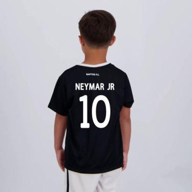 Imagem de Camisa Santos Matriz Infantil Preta e Branca 10 Neymar Jr - Braziline,