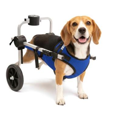Imagem de Cadeira 2 Rodas Colete Tamanho M Azul Cachorro Traseira Regulável Defi