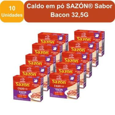 Imagem de Kit 10 Unidades Caldo em pó SAZÓN Sabor Bacon 32,5G - AJINOMOTO