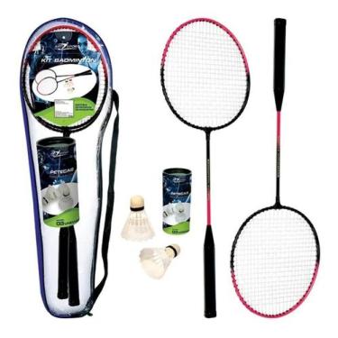 Imagem de Kit Badminton 2 Raquetes + 3 Petecas Kit Completo Diversão - Congratul